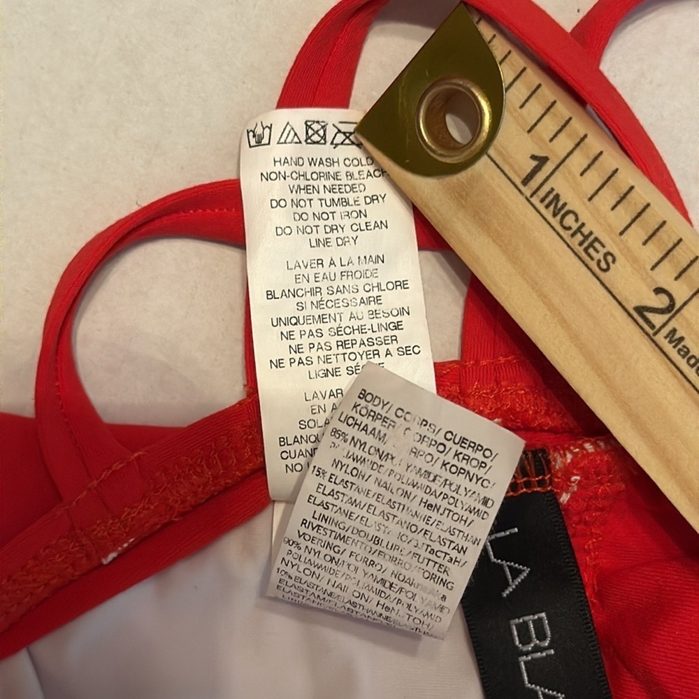 La Blanca Island Goddess Multi Strap Cross-Back Mio in Cherry Red Size 12 - Picture 12 of 14